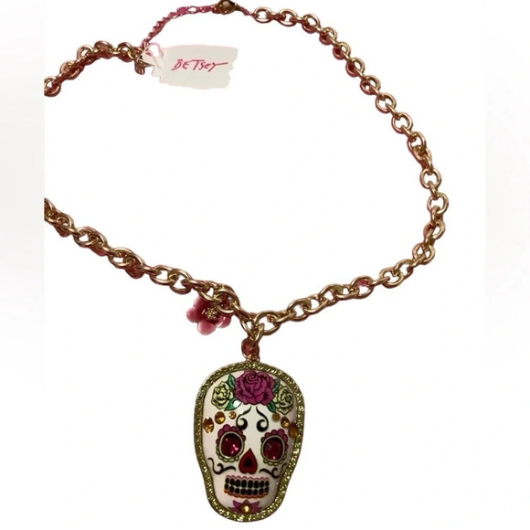 BETSEY JOHNSON Mexican Sugar Skull Dia de los Muertos Current 2024 Necklace NWT - Picture 7 of 8